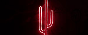 Preview wallpaper cactus, neon, light, red, darkness