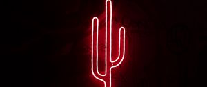 Preview wallpaper cactus, neon, light, red, darkness