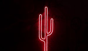 Preview wallpaper cactus, neon, light, red, darkness