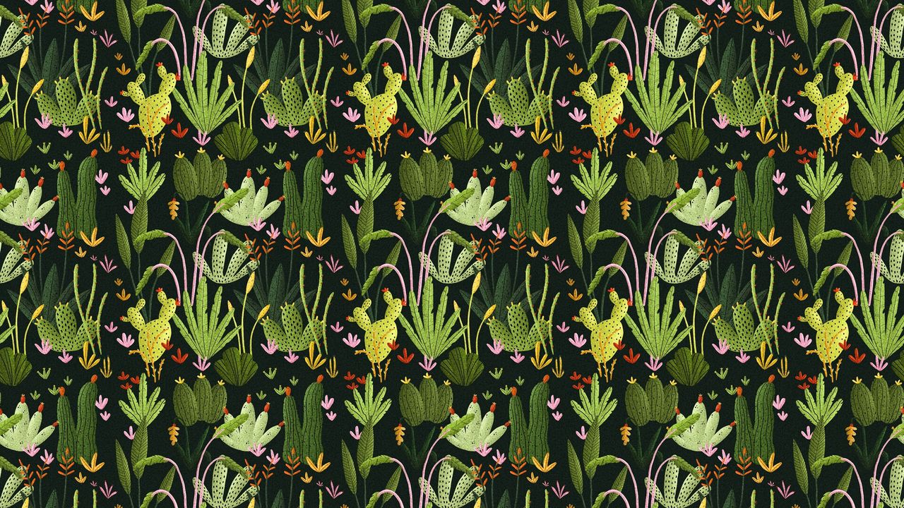 Wallpaper cactus, pattern, plants