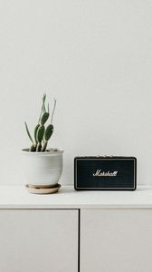 Preview wallpaper cactus, radio, nightstand, minimalism
