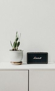 Preview wallpaper cactus, radio, nightstand, minimalism