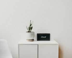 Preview wallpaper cactus, radio, nightstand, minimalism