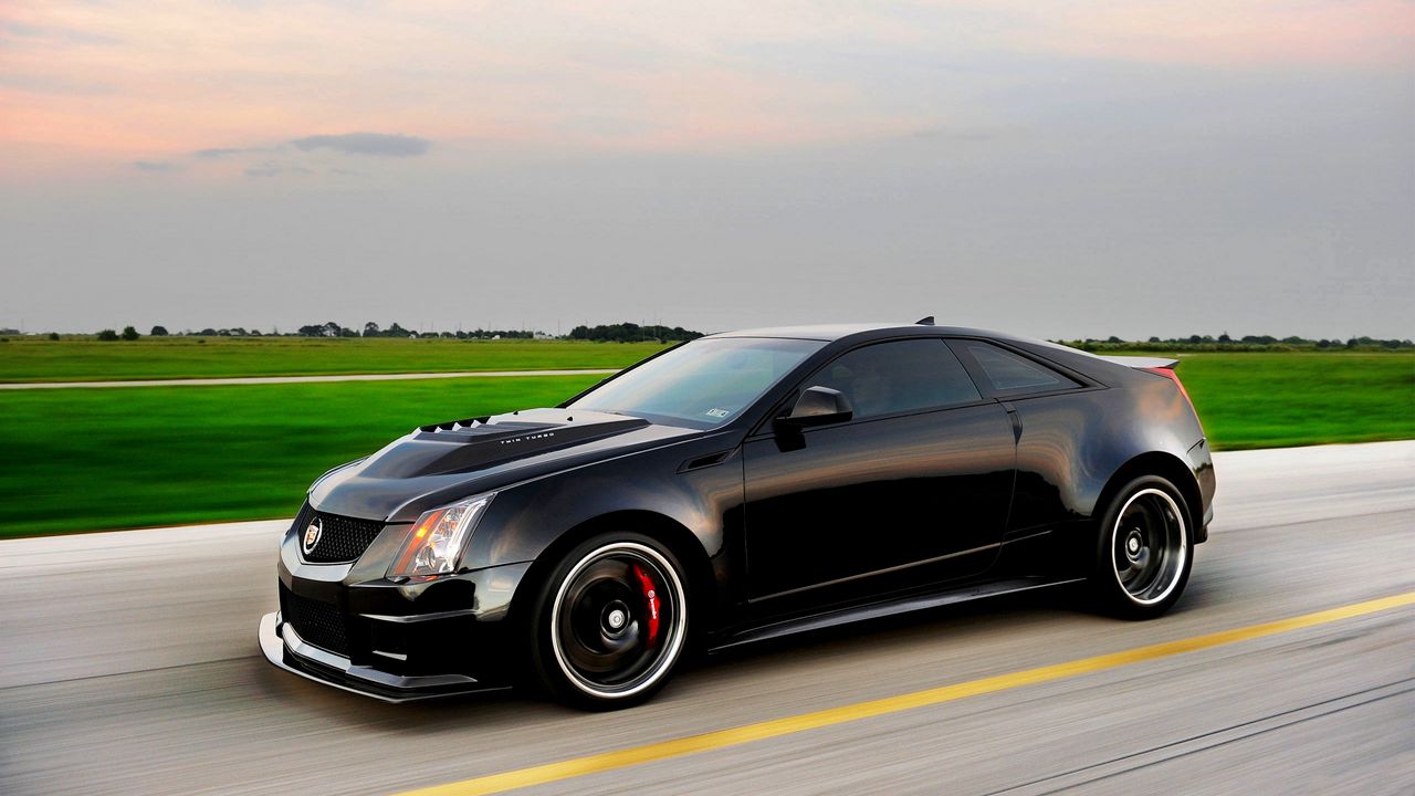 Wallpaper cadillac, cts-v, hennessey, black, side view