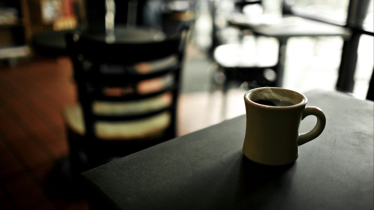 Wallpaper cafe, cup, coffee, hot, mood, table, chairs, furniture, shade
