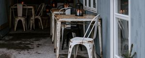 Preview wallpaper cafe, interior, veranda, furniture, tables, chairs, lanterns