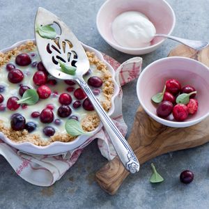 Preview wallpaper cake, berries, cranberries, baking, sour cream