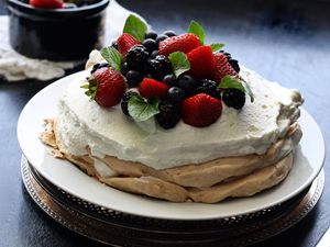 Preview wallpaper cake, berries, cream, blueberries, blackberries, strawberries
