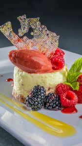 Preview wallpaper cake, berries, dessert, bright