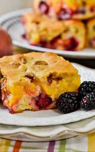 Preview wallpaper cake, berries, plate, blackberries