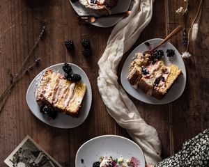 Preview wallpaper cake, berries, plates, dessert
