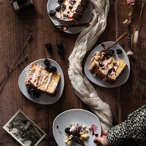 Preview wallpaper cake, berries, plates, dessert