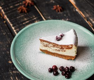 Preview wallpaper cake, berries, powder, dessert