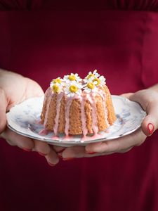 Preview wallpaper cake, chamomile, flowers, dessert