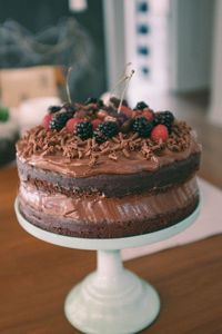 Preview wallpaper cake, chocolate, berries, dessert