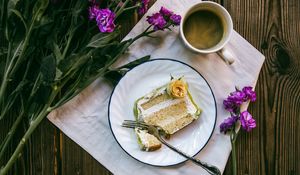 Preview wallpaper cake, coffee, flowers