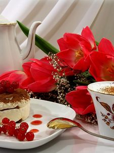 Preview wallpaper cake, coffee, foam, dessert