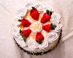 Preview wallpaper cake, cream, strawberry, dessert