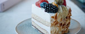 Preview wallpaper cake, dessert, berries, decoration, plate