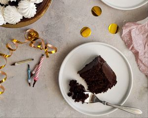 Preview wallpaper cake, dessert, chocolate, candles, plates, holiday