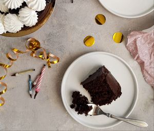 Preview wallpaper cake, dessert, chocolate, candles, plates, holiday