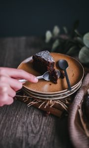 Preview wallpaper cake, dessert, spoon, hand