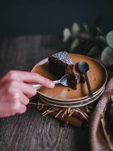 Preview wallpaper cake, dessert, spoon, hand