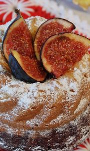 Preview wallpaper cake, figs, sugar powder, flowers