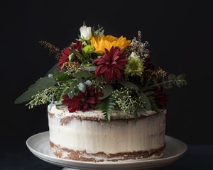 Preview wallpaper cake, flowers, pastries, dessert