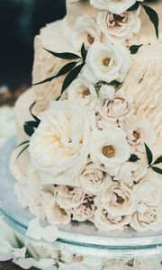 Preview wallpaper cake, flowers, white, roses, decoration