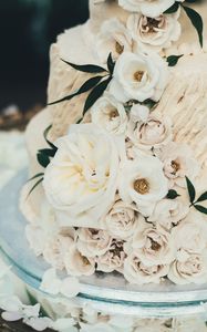 Preview wallpaper cake, flowers, white, roses, decoration