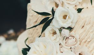 Preview wallpaper cake, flowers, white, roses, decoration