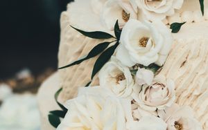 Preview wallpaper cake, flowers, white, roses, decoration