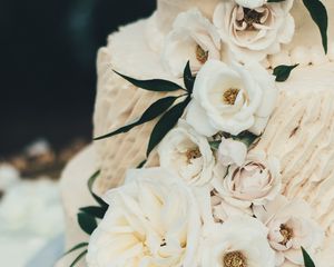 Preview wallpaper cake, flowers, white, roses, decoration