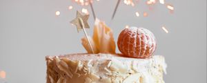 Preview wallpaper cake, oranges, sparklers, decoration, festive
