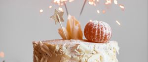 Preview wallpaper cake, oranges, sparklers, decoration, festive