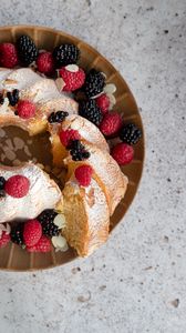 Preview wallpaper cake, pastries, berries, fruit, plate