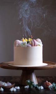 Preview wallpaper cake, pastries, dessert, candles, smoke