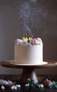 Preview wallpaper cake, pastries, dessert, candles, smoke