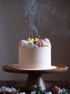 Preview wallpaper cake, pastries, dessert, candles, smoke