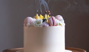 Preview wallpaper cake, pastries, dessert, candles, smoke