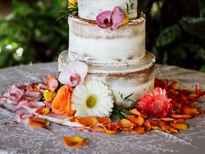 Preview wallpaper cake, pastries, dessert, flowers, petals