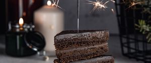 Preview wallpaper cake, sparkler, sparks, dessert