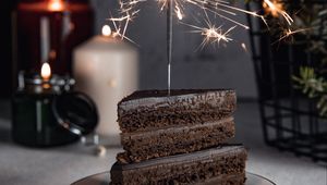 Preview wallpaper cake, sparkler, sparks, dessert