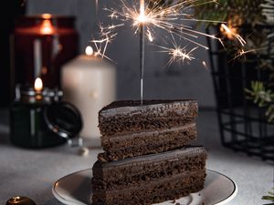 Preview wallpaper cake, sparkler, sparks, dessert