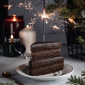 Preview wallpaper cake, sparkler, sparks, dessert
