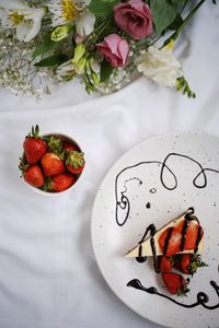 Preview wallpaper cake, strawberries, dessert, flowers