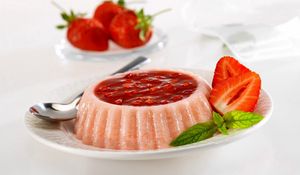 Preview wallpaper cake, strawberries, dessert, dish, sweet, mint