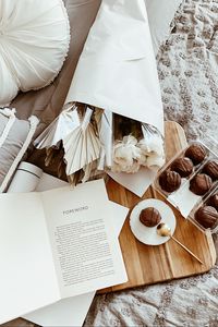 Preview wallpaper cakes, dessert, flowers, book, aesthetics