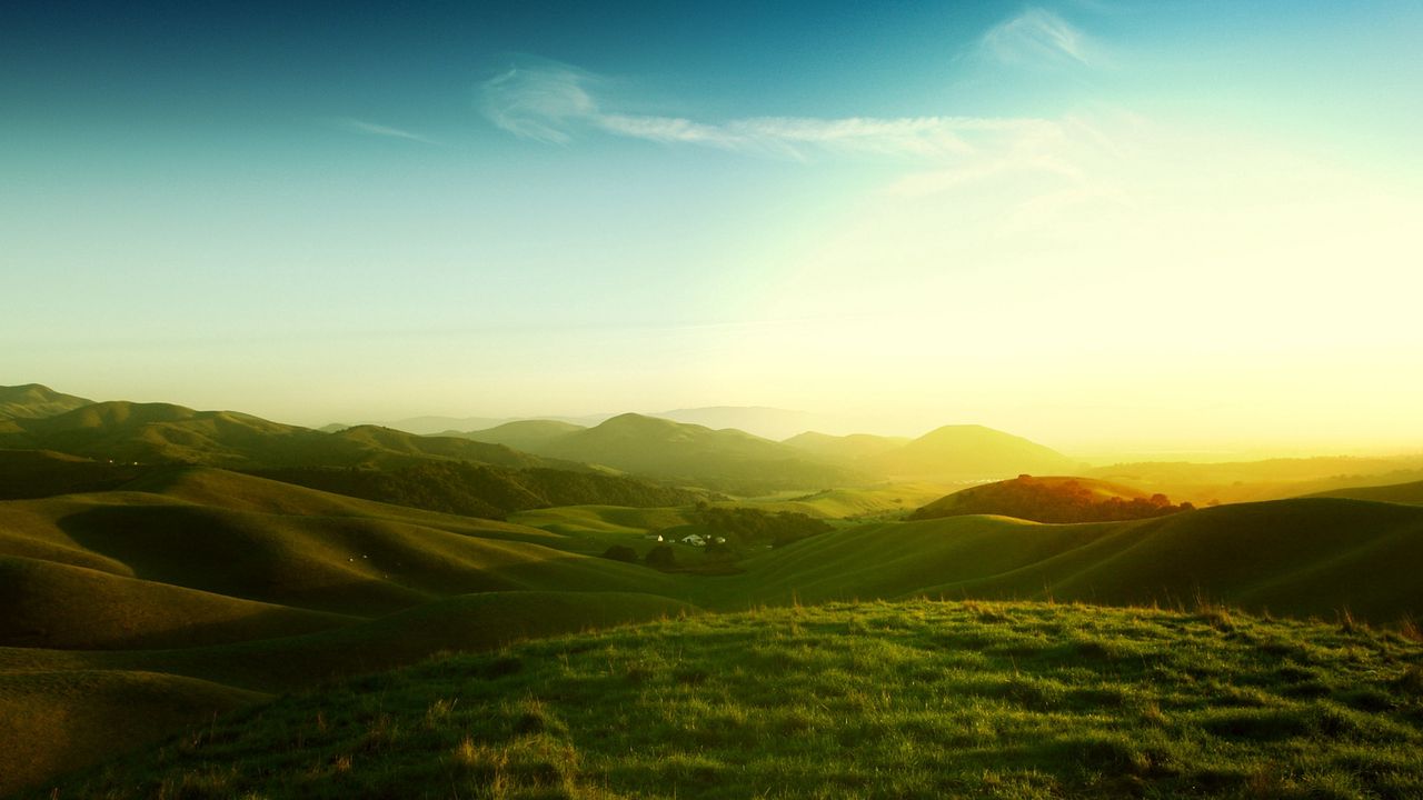 Wallpaper california, meadows, fields, sun, decline, evening